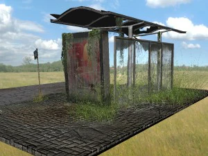 apocalyptic bus stop 3D Model