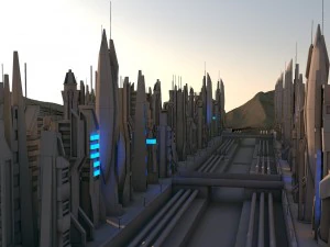 pacote de cidade futurista de fic&ccedil;&atilde;o cient&iacute;fica Modelo 3D