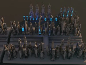 pacote de cidade futurista de fic&ccedil;&atilde;o cient&iacute;fica Modelo 3D