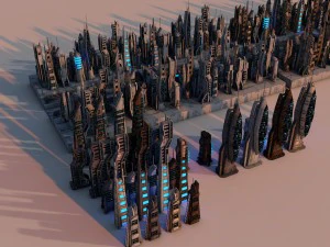 pacote de cidade futurista de fic&ccedil;&atilde;o cient&iacute;fica Modelo 3D