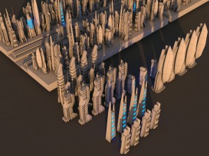 sci fi futuristic city package Modelo 3D