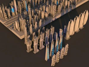 pacote de cidade futurista de fic&ccedil;&atilde;o cient&iacute;fica Modelo 3D