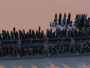 pacote de cidade futurista de fic&ccedil;&atilde;o cient&iacute;fica Modelo 3D