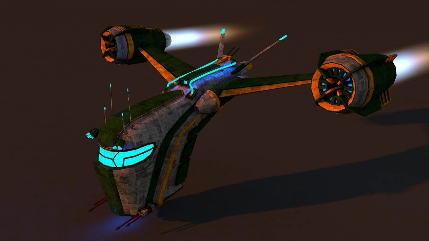 spaceship 2 3D Model .c4d .max .obj .3ds .fbx .stl .blend 