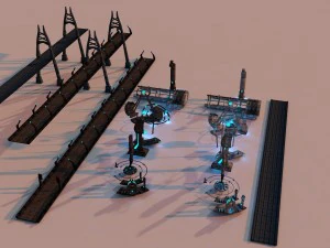 pacote de cidade de fic&ccedil;&atilde;o cient&iacute;fica 2 Modelo 3D