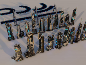sci fi city package 3D Модель