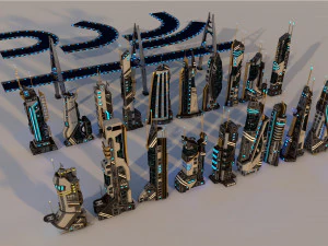 sci fi city package 3D Model