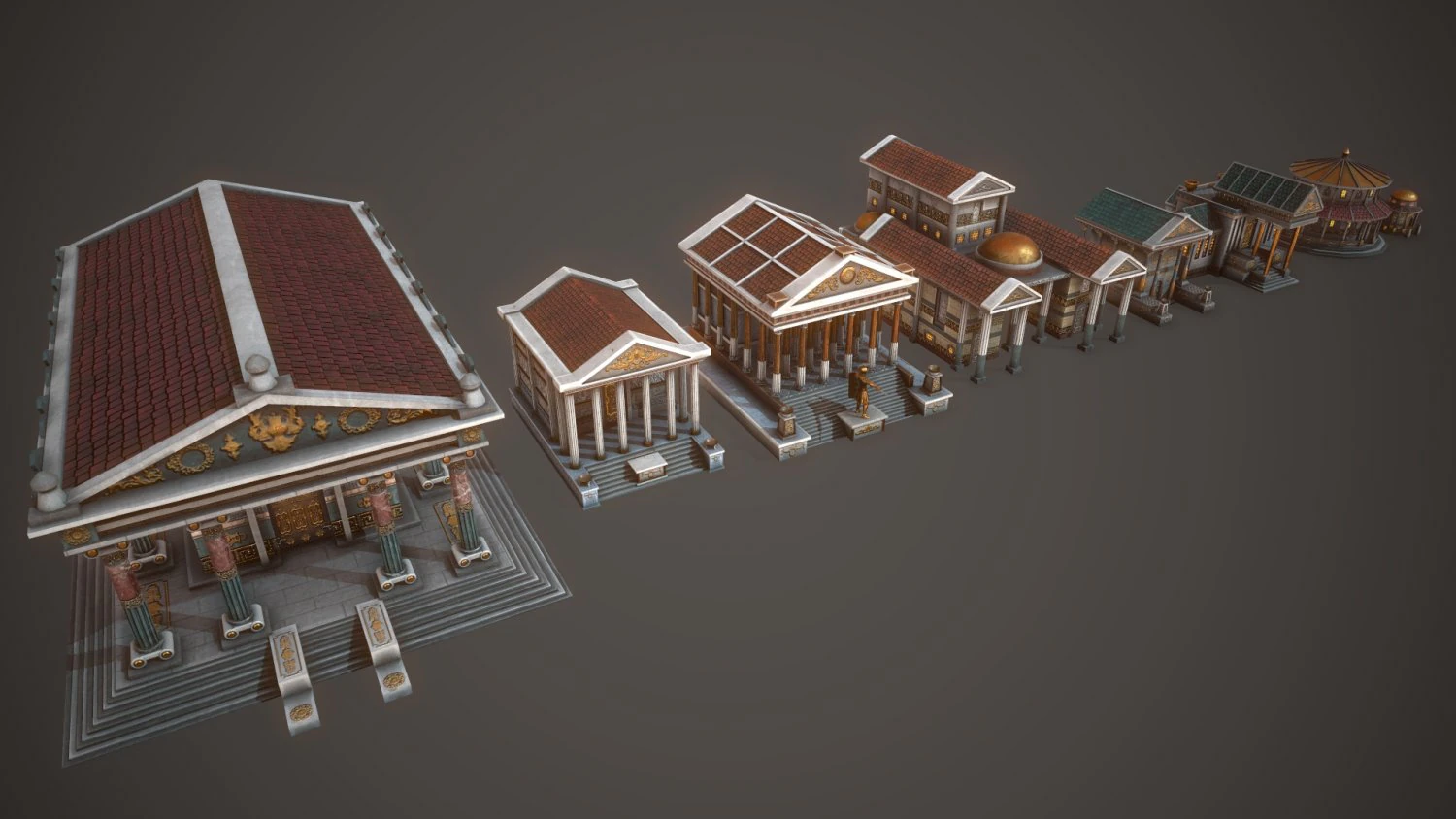 ancient temple pack 3D Model .c4d .max .obj .3ds .fbx .stl .blend 