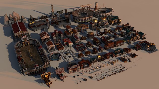 mega roman city pack 3D Model .c4d .max .obj .3ds .fbx .stl .blend 
