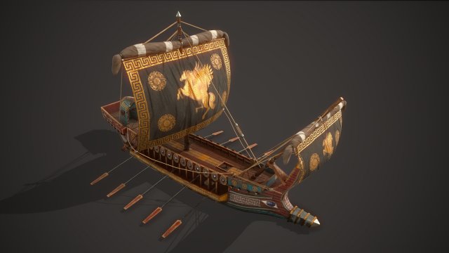 ancient ship 01 3D Model .c4d .max .obj .3ds .fbx .stl .blend 