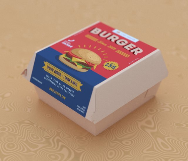 3d burger box 3D 모델 .c4d .max .obj .3ds .fbx .stl .blend 