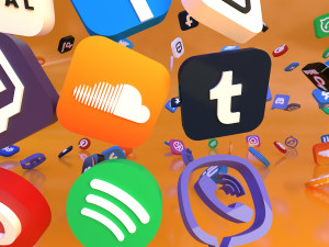 25 social media icon - youtube facebook instagram 3D Model