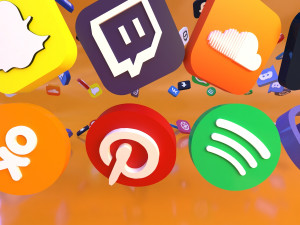 25 social media icon - youtube facebook instagram 3D Model