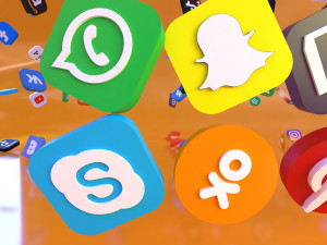 25 social media icon - youtube facebook instagram 3D Model