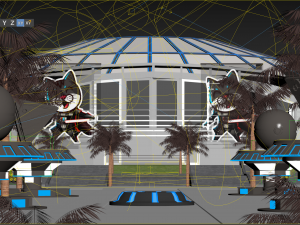 stadium with alley shops 3D 模型