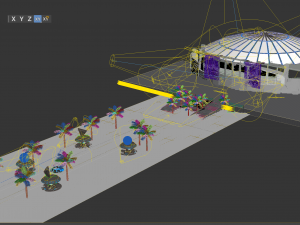 stadium with alley shops 3D 模型