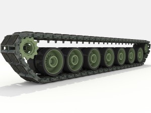 military tank tracks and wheels 3D Model