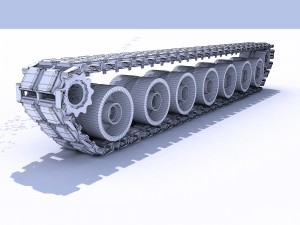 military tank tracks and wheels 3D-Modell
