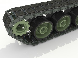 military tank tracks and wheels 3D-Modell