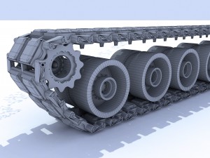military tank tracks and wheels 3D-Modell