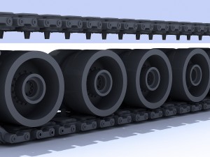 military tank tracks and wheels 3D-Modell