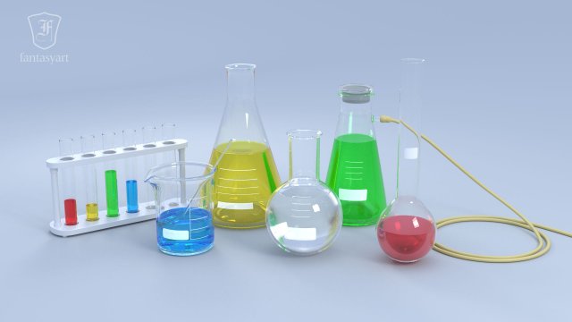 chemical laboratory glassware set 3D Model .c4d .max .obj .3ds .fbx .stl .blend 