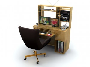 desk set working computer 3D Model