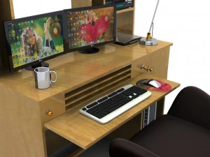 desk set working computer 3D Model