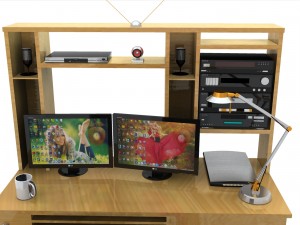 desk set working computer 3D Model