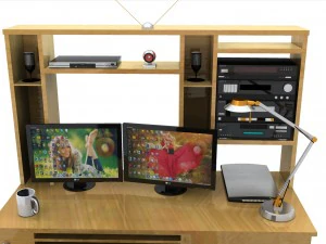 desk set working computer 3D Model