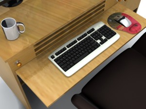 desk set working computer 3D Model