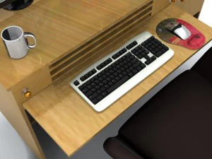 desk set working computer 3D Model