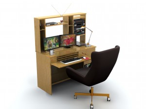 desk set working computer 3D Model