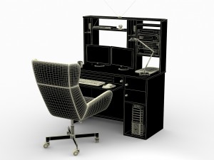 desk set working computer 3D Model