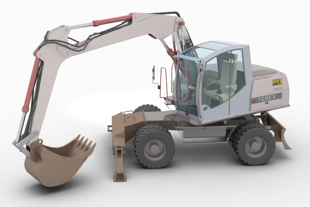 terex tw 170 excavator 3D 모델 .c4d .max .obj .3ds .fbx .stl .blend 