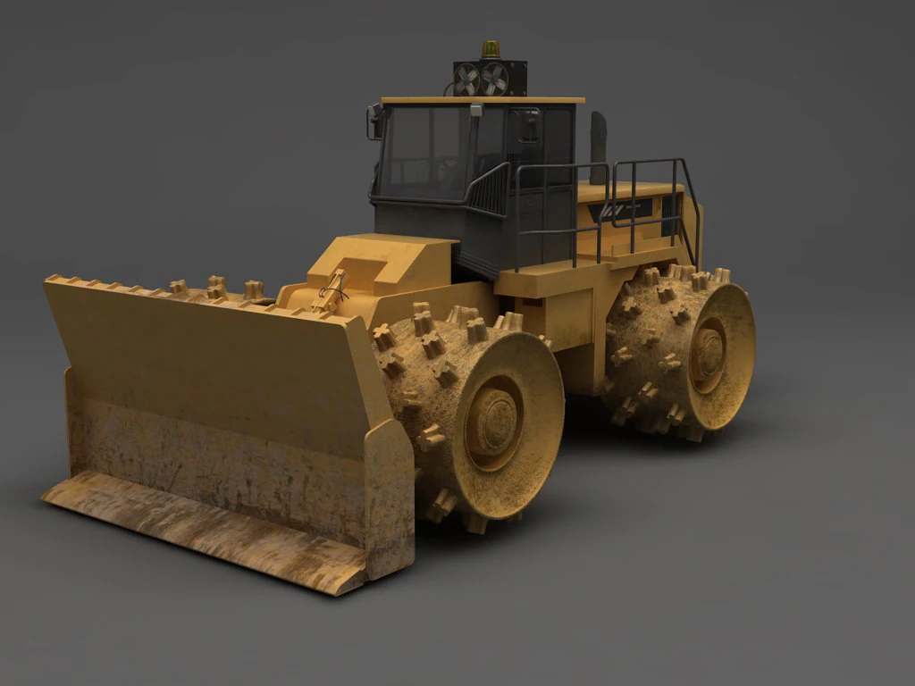 compactor heavy equipment 3D Model .c4d .max .obj .3ds .fbx .stl .blend 