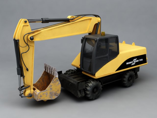 excavator 3D 模型 .c4d .max .obj .3ds .fbx .stl .blend 