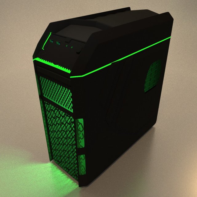 aerocool xpredator x1 evil green edition 3D Model .c4d .max .obj .3ds .fbx .stl .blend 