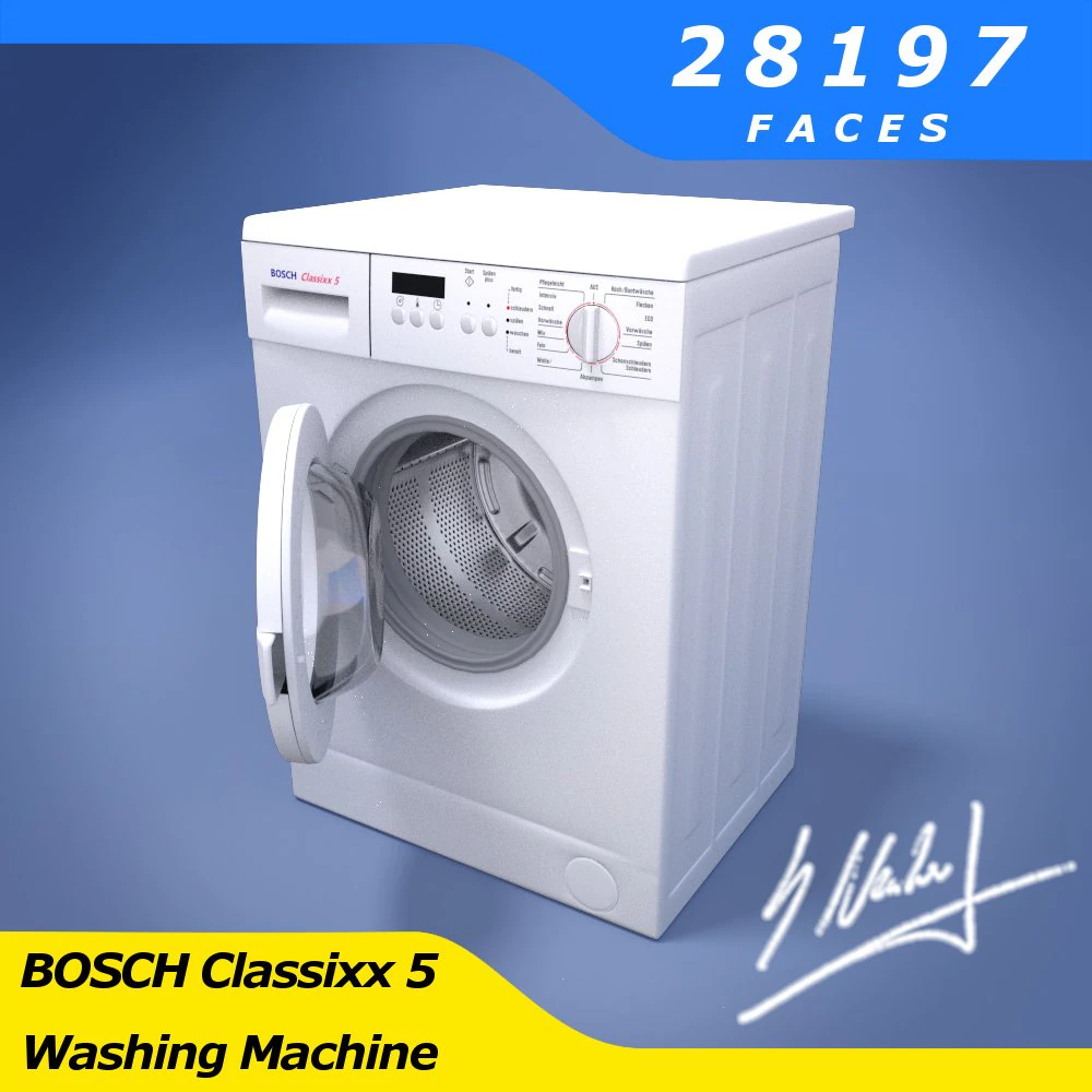 washing machine - model bosch classixx 5 german 3D Model .c4d .max .obj .3ds .fbx .stl .blend