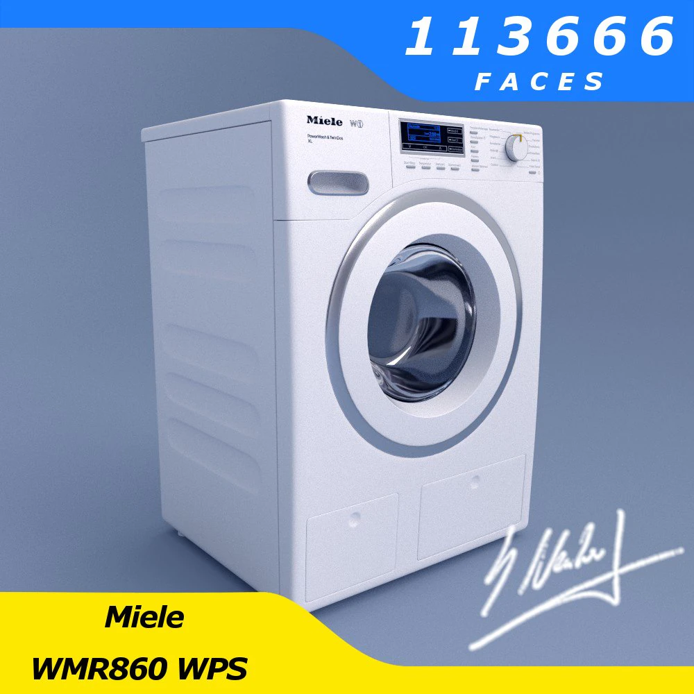 washing machine - miele wmr860 wps german 3D Model .c4d .max .obj .3ds .fbx .stl .blend