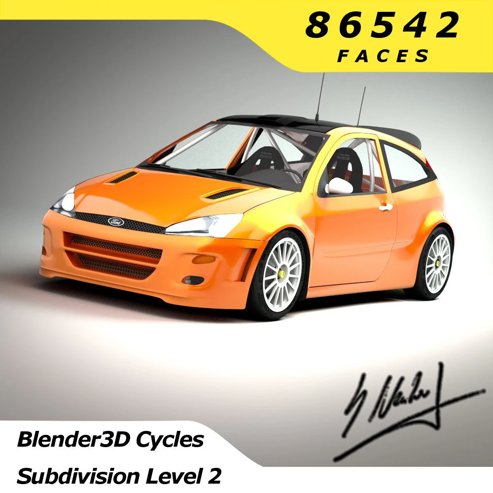 ford focus rs wrc 2000 3D Model .c4d .max .obj .3ds .fbx .stl .blend 