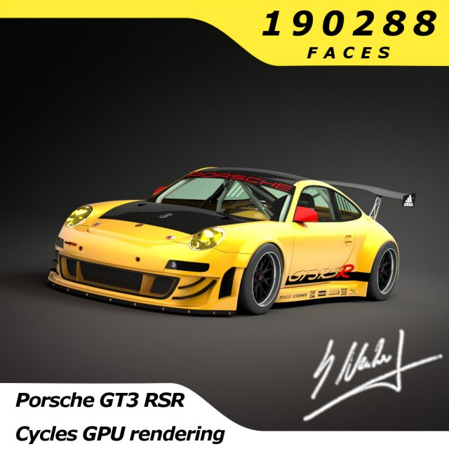 porsche gt3 rsr Model 3D .c4d .max .obj .3ds .fbx .stl .blend 