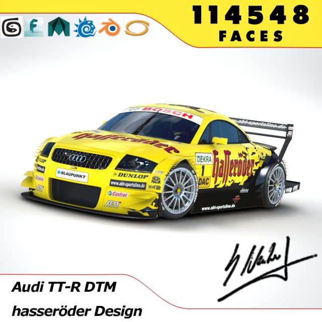 audi tt - tt-r dtm 2003 hasseroder 3D Model .c4d .max .obj .3ds .fbx .stl .blend 