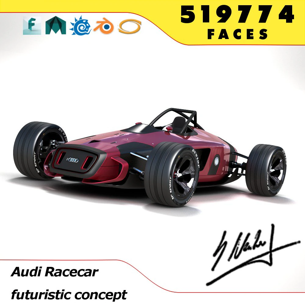 audi concept racecar 3D Model .c4d .max .obj .3ds .fbx .stl .blend 