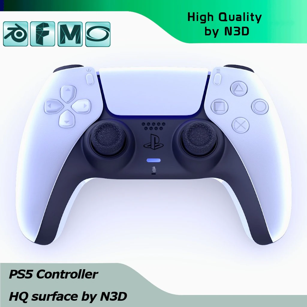 ps5 playstation 5 controller high quality 3D Model .c4d .max .obj .3ds .fbx .stl .blend 
