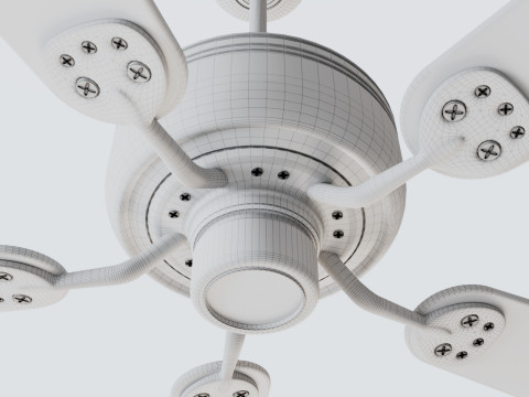 Ceiling fan with wooden blades and a matte black metal finish 3D-Modell