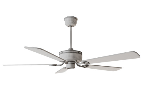 Ceiling fan with wooden blades and a matte black metal finish 3D-Modell