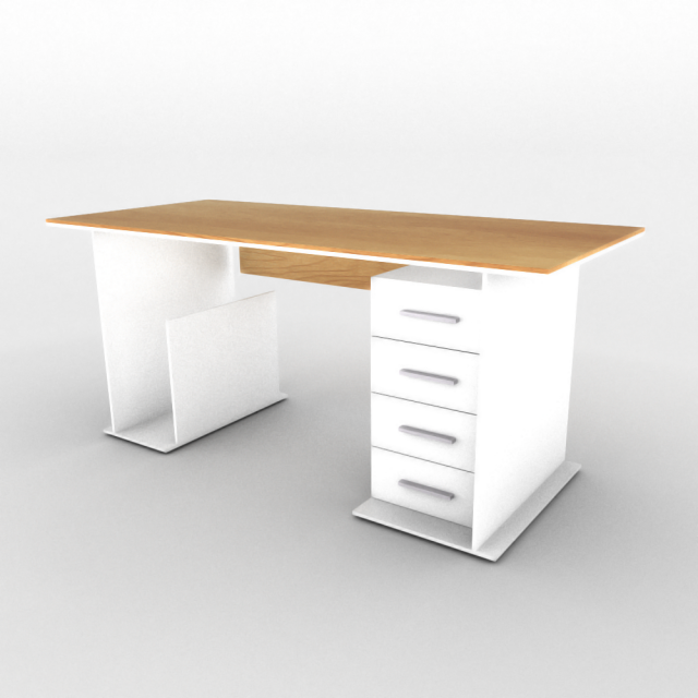 white office desk 3D 模型 .c4d .max .obj .3ds .fbx .stl .blend 