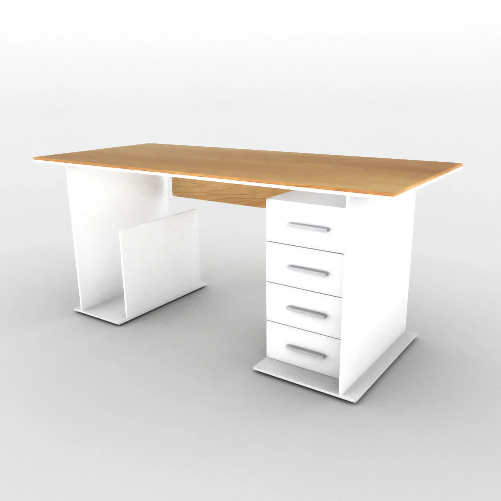 white office desk 3D Model .c4d .max .obj .3ds .fbx .stl .blend
