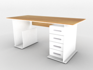 white office desk 3D Model